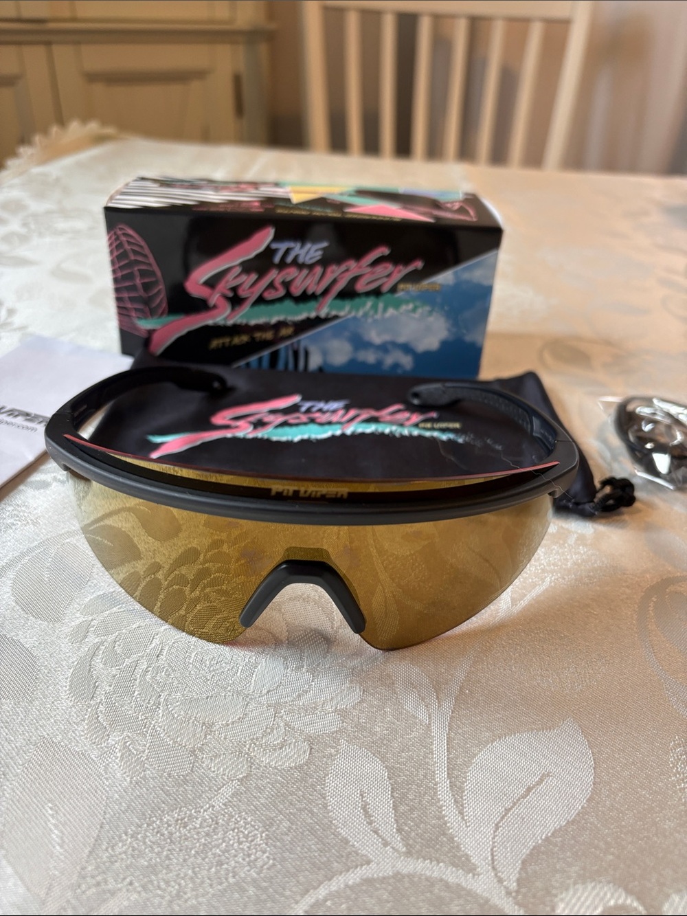 Pit Viper Black Frame Gold Lens Shield Sunglasses